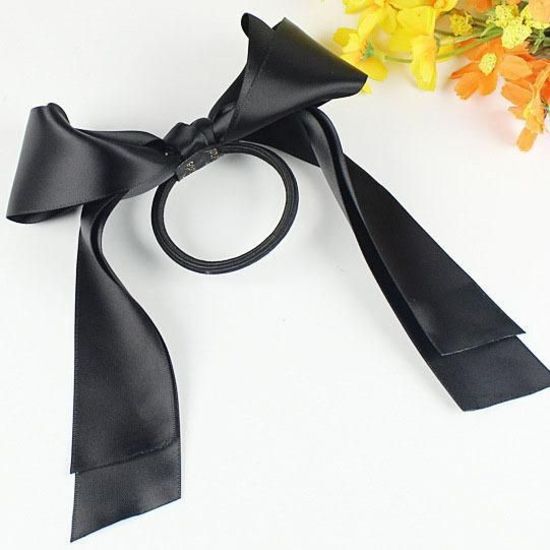 Black Fabric Bow Hair Bobble