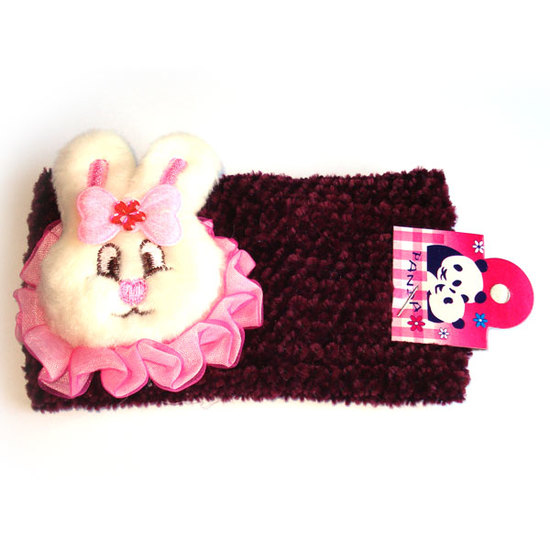 Burgundy hairband with bunny