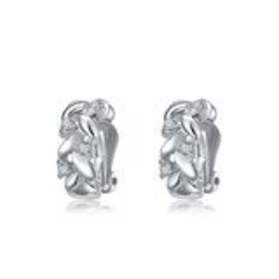 18ct White Gold Plated Leaf with Crystals Clip on Earrings