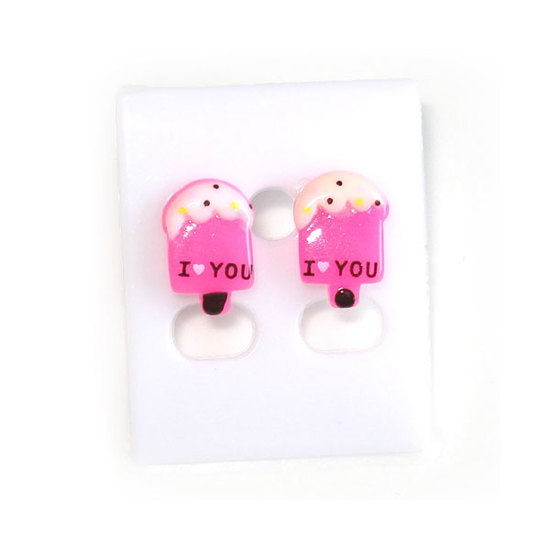 Pink ice cream stud earrings