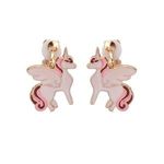 White Unicorn Drop Clip On Earrings