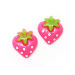 Pink spotty strawberry clip-on earrings