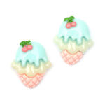 Pink and blue ice cream with gold-tone clip earrings