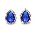 Blue Crystal Diamante Pear-Shaped Gold-tone Clip-on Earrings