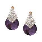 Purple Faceted with Diamante Kite Shaped Screw Back Drop Clip On Earrings