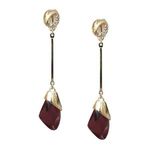 Maroon Butterfly Wing Crystal Gold-tone Drop Clip On Earrings