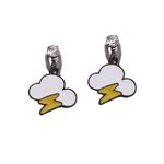 Cloud and Lightning Drop Clip On Earrings