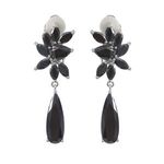 Bridal Black Marquise and Teardrop Cubic Zirconia Drop White Gold Plated Clip On Earrings