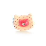 White and pink kitty shape adjustable ring