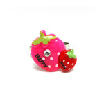 Pink and red spotty strawberries adjustable ring