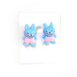 Blue bunny stud earrings (Size: approx.11 x 15 mm)