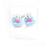 Bunny in blue dress stud earrings (Size: approx. 10 x 14 mm)