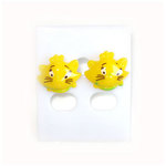 Yellow cat stud earrings (Size: approx. 15 x 12 mm)