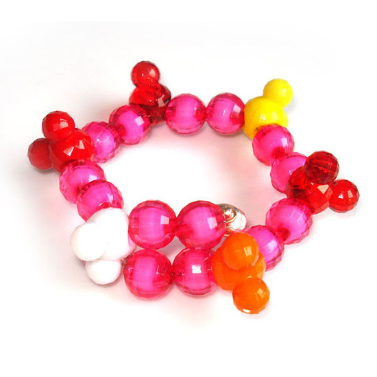 Rosa-transparente Beads mit bunten "Mickey