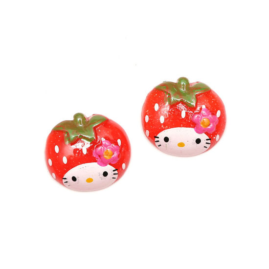 Rote Erdbeeren mit Katzenkopf und Glitzer