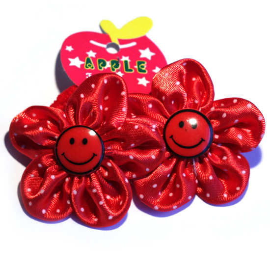 Rote Blumen mit Smilies Haargummis (1 Paar)