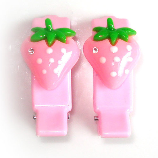 Erdbeeren auf rosa Clips (Paar)
