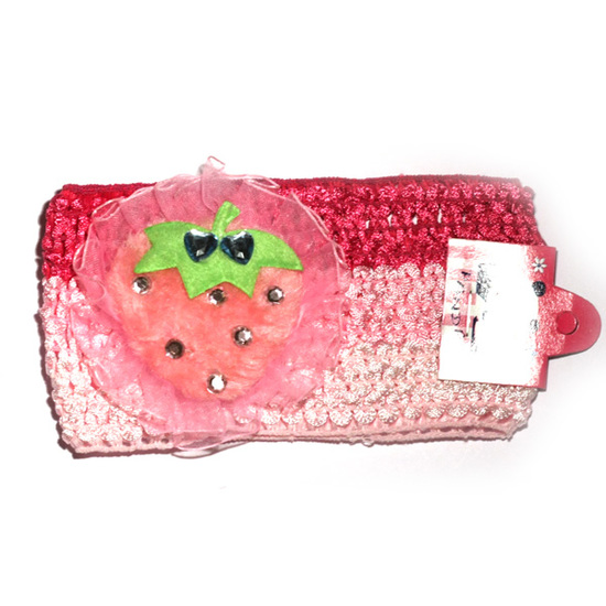 Rosa gestreiftes Haarband mit Erdbeere