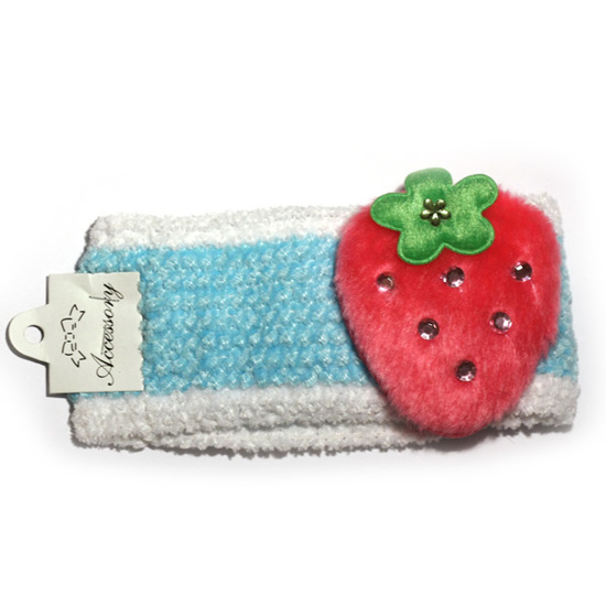 Blau-weißes Haarband mit Erdbeere
