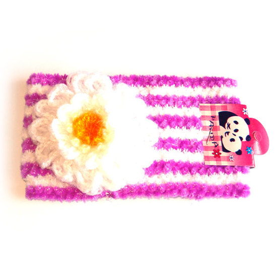 Purpurrot-weiß gestreiftes Haarband mit weißer Blume